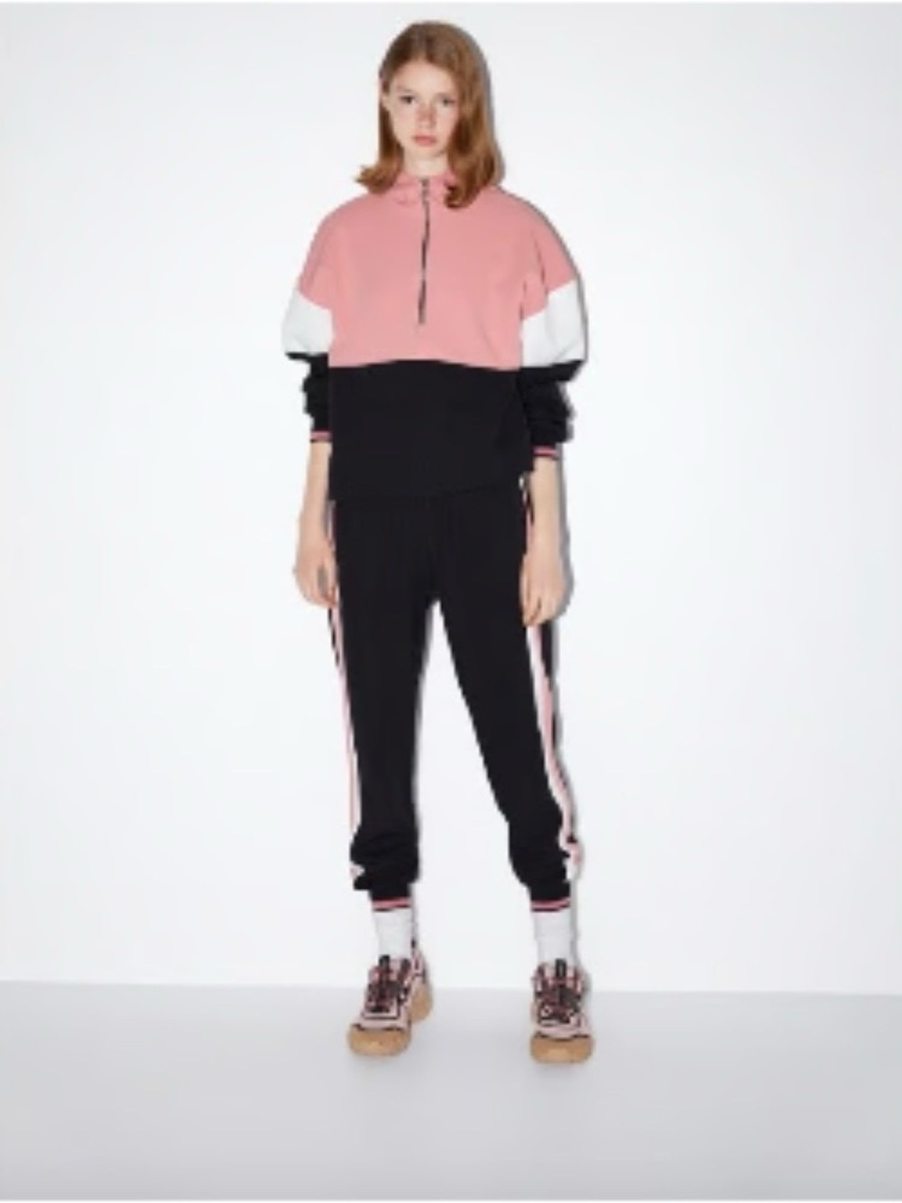 Zara Black & pink Sweatshirt with a white Panel